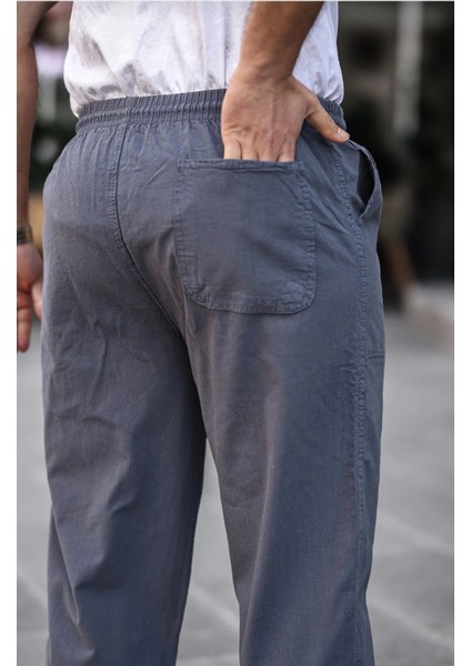 3A Moda Füme Renk Erkek Yazlık Keten Karışımı Relaxed Pantolon modelleri