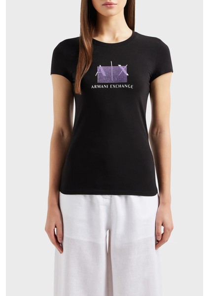 Pamuklu Slim Fit Bisiklet Yaka T-Shirt Kadın T-Shirt 3DYT51 Yjetz 1200