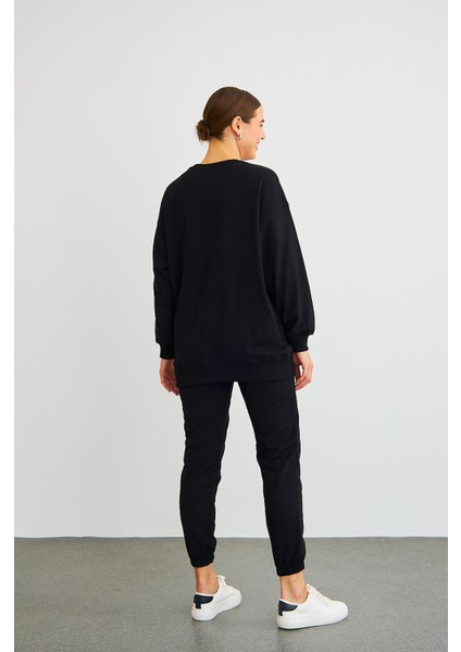 Next Yandan Yırtmaçlı Oversize Pamuklu Siyah Alt Üst Takım indirimleri