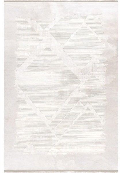Murano 06431F Krem Bej Modern Saçaklı Halı