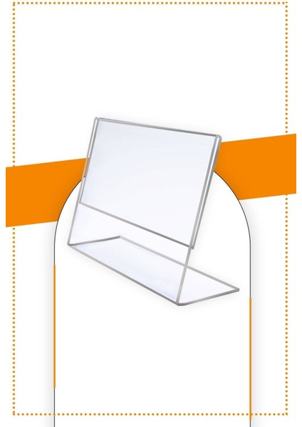 A4 L Tipi Yatay Masa Üstü 50'li Paket 2.8 mm Şeffaf Pleksi Föylük Broşürlük