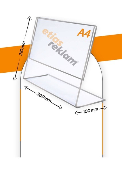A4 L Tipi Yatay Masa Üstü 50'li Paket 2.8 mm Şeffaf Pleksi Föylük Broşürlük fiyatları
