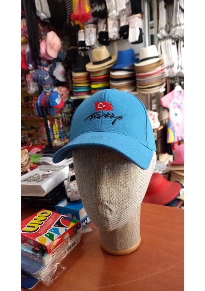 Türkiye Şapka Nakışlı Unisex Model Ayarlanabilir Mavi Renk