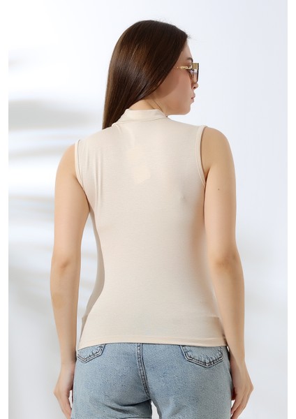 Kadın Kolsuz Body 21757 Bej