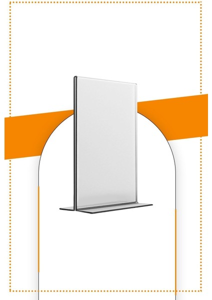 A6 T Tipi Dikey Masa Üstü 50'li Paket 2.8 mm Şeffaf Pleksi Föylük Broşürlük