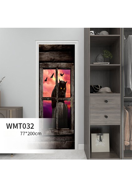 1 Takım 2 Cadılar Bayramı Kabak Kale 3D Kapı Sticker (Yurt Dışından)