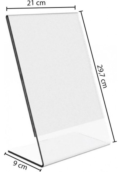 A4 L Tipi Dikey Föylük Broşürlük Şeffaf Pleksi 5'li Paket