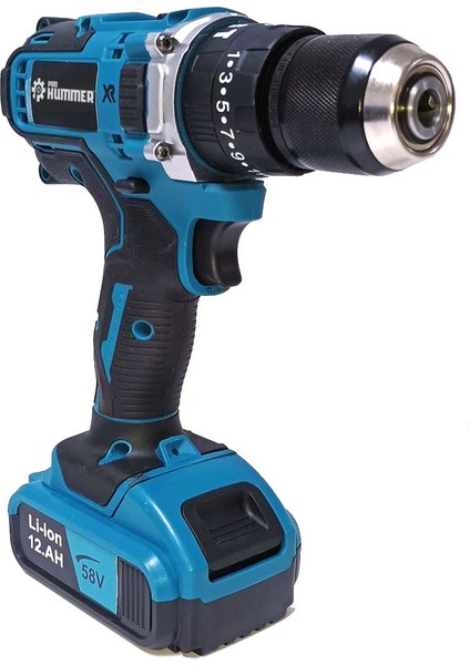 PH213 Yeni Xr Çift Batarya 58VF 12AH Şarjlı Matkap Seti (Mavi)