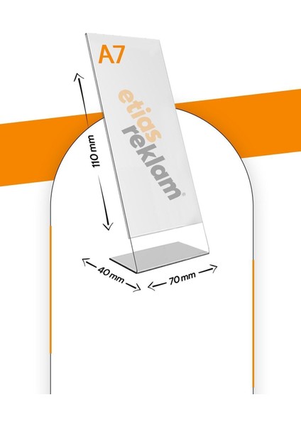 A7 L Tipi Dikey Masa Üstü 50'li Paket 2.8 mm Şeffaf Pleksi Föylük Broşürlük fiyatları