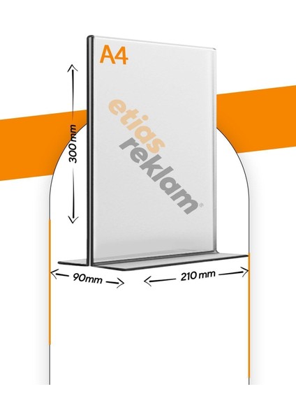 A4 T Tipi Dikey Masa Üstü 20'li Paket 2.8 mm Şeffaf Pleksi Föylük Broşürlük fiyatları