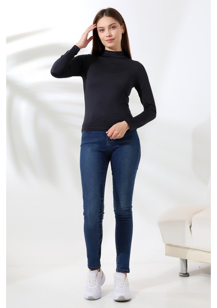 Kadın Mikro Yarım Balıkçı Yaka Uzun Kol Body 21728 Füme
