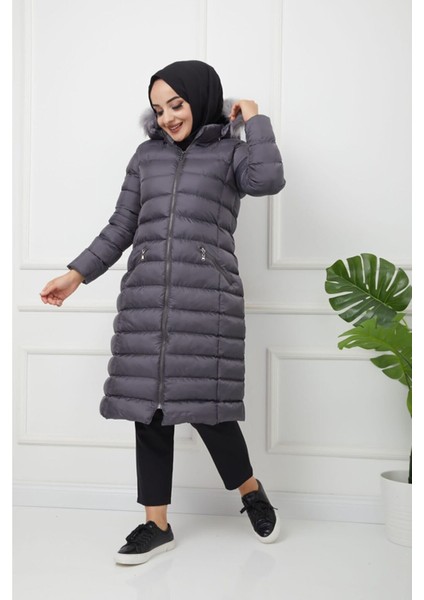 Kadın Uzun Dolgulu Siyah Şişme Mont fiyatları