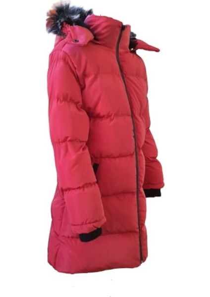 Kids B07001 Çocuk Kız Kapüşonlu Kürklü Spor Mont - B07001 - Kırmızı - ST01342-KIRMIZI-6 Yaş fiyatları