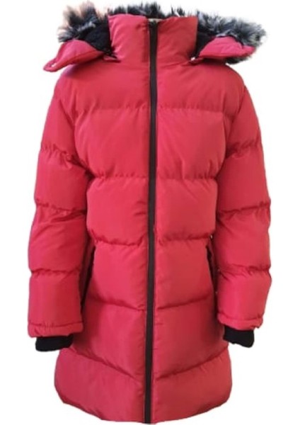 Kids B07001 Çocuk Kız Kapüşonlu Kürklü Spor Mont - B07001 - Kırmızı - ST01342-KIRMIZI-6 Yaş modelleri