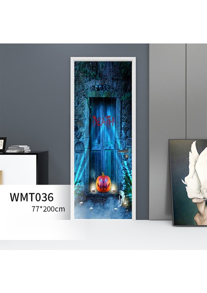 1 Takım 2 Cadılar Bayramı Kabak Kale 3D Kapı Sticker (Yurt Dışından)