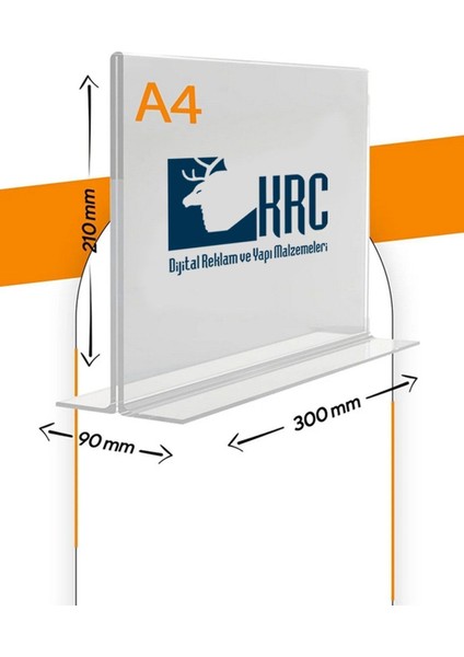 A4 T Tipi Yatay Masa Üstü Şeffaf Pleksi Föylük Broşürlük 10Adet 210 mm x 300 mm modelleri