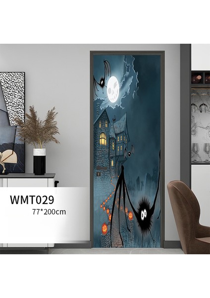 1 Takım 2 Cadılar Bayramı Kabak Kale 3D Kapı Sticker (Yurt Dışından)