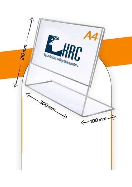 A4 L Tipi Yatay Masa Üstü Şeffaf Pleksi Föylük Broşürlük 5Adet 210 mm x 300 mm modelleri