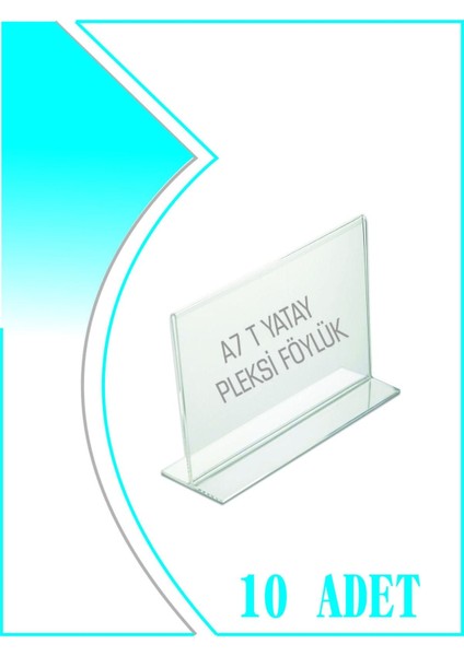 T Tipi A7 Kağıdı Boyutlu Yatay Pleksi Föylük 10 Adet