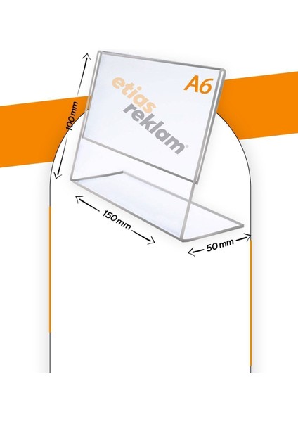 A6 L Tipi Yatay Masa Üstü 10'lu Paket Şeffaf Pleksi Föylük Broşürlük fiyatları