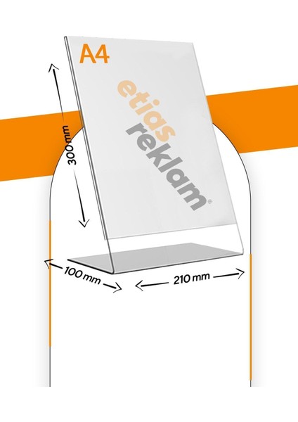A4 L Tipi Dikey Masa Üstü 20'li Paket 2.8 mm Şeffaf Pleksi Föylük Broşürlük fiyatları
