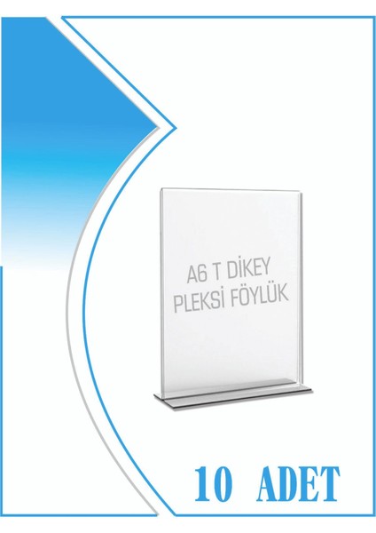 T Tipi A6 Kağıdı Boyutlu Dikey Pleksi Föylük 10 Adet