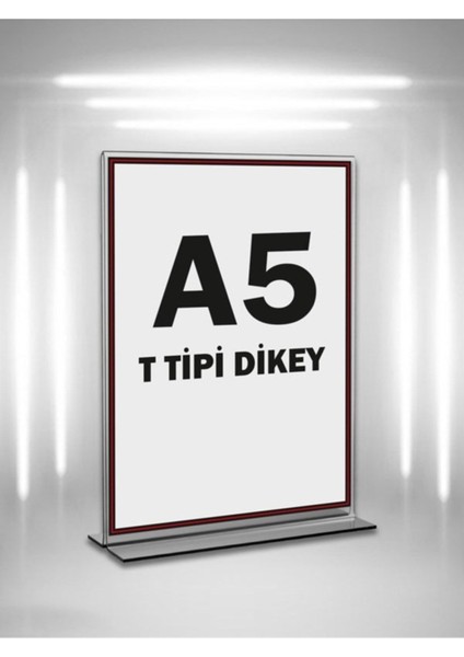 Masa Üstü T Tipi A5 Pleksi Föylük Broşürlük Dikey A5 Föylük 10'lu Paket