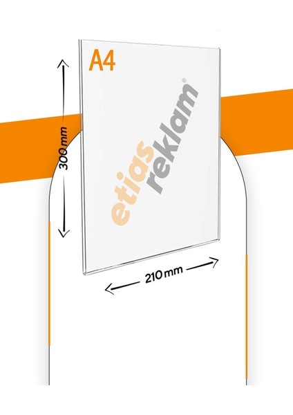 A4 U Tipi Dikey Masa Üstü 50'li Paket 2.8 mm Şeffaf Pleksi Föylük Broşürlük fiyatları