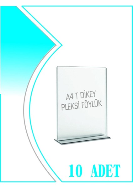 T Tipi A4 Kağıdı Boyutlu Dikey Pleksi Föylük 10 Adet