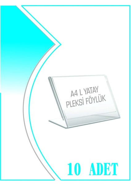 L Tipi A4 Kağıdı Boyutlu Yatay Pleksi Föylük 10 Adet