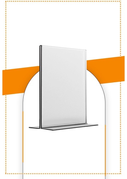 A4 T Tipi Dikey Masa Üstü 50'li Paket Şeffaf Pleksi Föylük Broşürlük