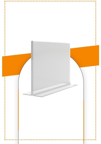 A5 T Tipi Yatay Masa Üstü 2.8 mm Şeffaf Pleksi Föylük Broşürlük