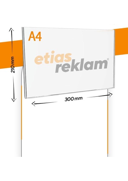 A4 U Tipi Yatay Masa Üstü 20'li Paket 2.8 mm Şeffaf Pleksi Föylük Broşürlük