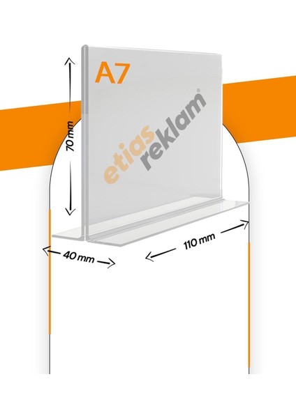 A7 T Tipi Yatay Masa Üstü 10'lu Paket 2.8 mm Şeffaf Pleksi Föylük Broşürlük fiyatları