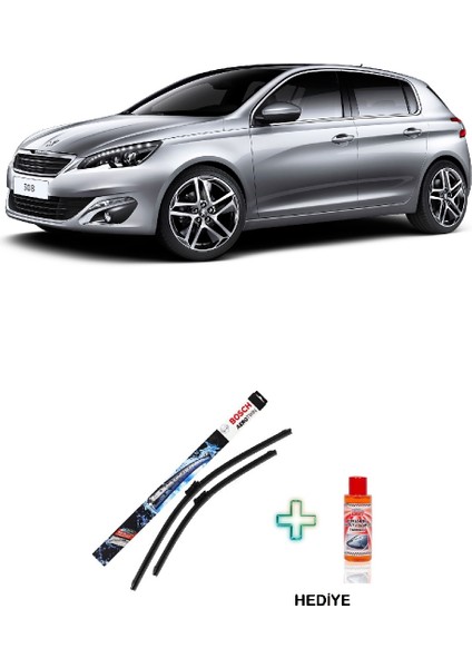 Peugeot 308 Silecek Takımı (2014-2021)BOSCH Aerotwin Serisi Silecek Takımı + Cam Şampuanı Hediyeli