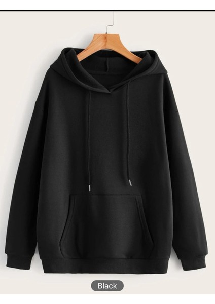 Siyah Basic Kapüşonlu Sweatshirt 4xl-5xl