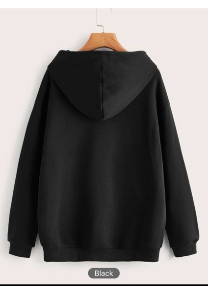 Siyah Basic Kapüşonlu Sweatshirt 4xl-5xl