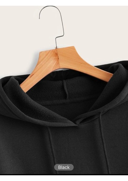 Siyah Basic Kapüşonlu Sweatshirt 4xl-5xl