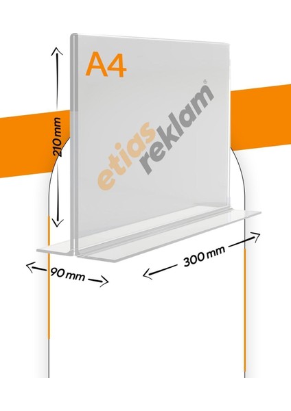 A4 T Tipi Yatay Masa Üstü 10'lu Paket 2.8 mm Şeffaf Pleksi Föylük Broşürlük fiyatları