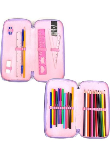 Soft Pembe Kelebek Okul Çantası + Kalemlik 2'li Set