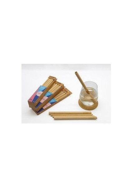 - Bamboo Straws - Mıxed 4' Lü Set - Bambu Pipet