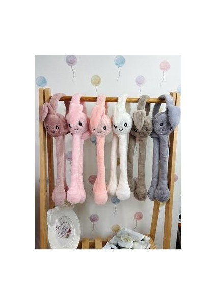 Kadın Peluş Hareketli Tavşan Kulaklık Somon Pembe Renkli Sezonluk