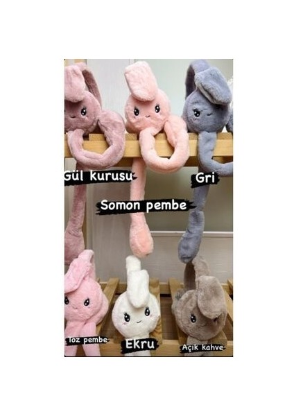 Kadın Peluş Hareketli Tavşan Kulaklık Somon Pembe Renkli Sezonluk modelleri