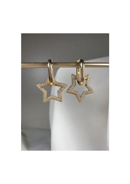 Zirkon Taşlı Yıldız Küpe