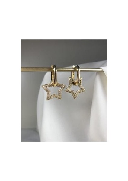 Zirkon Taşlı Yıldız Küpe modelleri