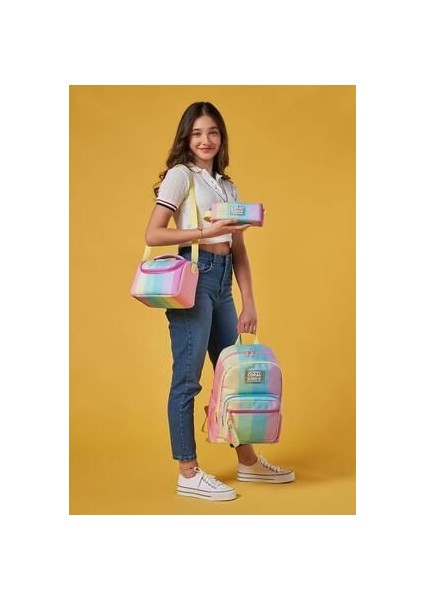 Renkli Çizgili Desenli 3’lü Okul Çanta Seti SET0123630 fiyatları