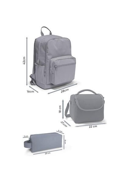 Renkli Çizgili Desenli 3’lü Okul Çanta Seti SET0123630 modelleri