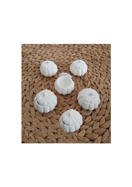 Dekoratif 12 Adet Ham Obje Boyanabilir Kahve Yanı Sunumluk Kabak Lokumluk