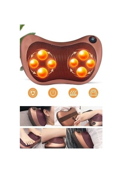 Mega Plus Çift Motor Mega Kalite Masaj Yastığı Aleti Ovmalı Yoğurmalı Isıtmalı Boyun Bel Sırt Ayak
