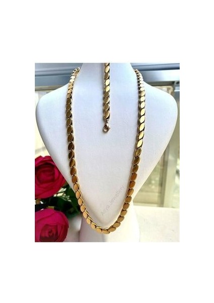 Birebir Kuyumcu Model Paslanmaz Çelik Pullu Arpa Zincir Uzun Kolye Çelik Pullu Halep Zinciri 60 cm fiyatları